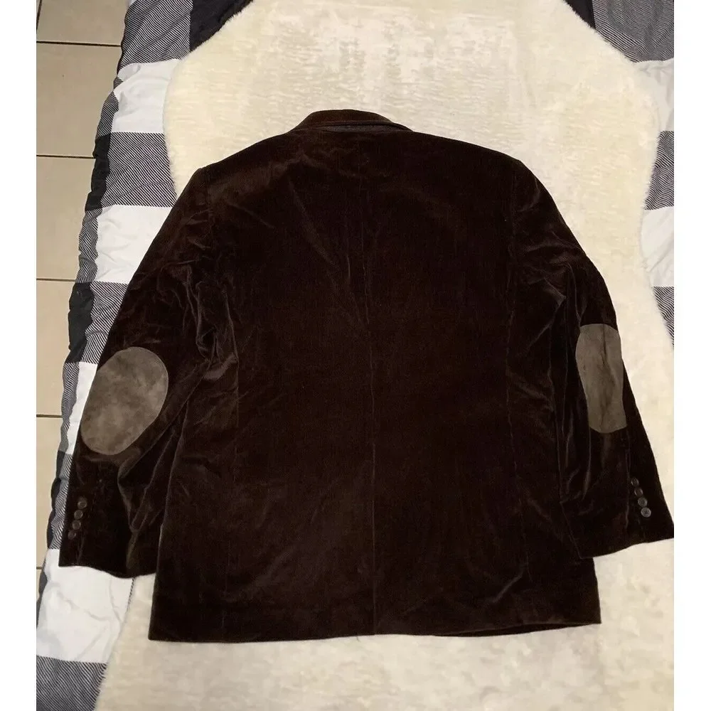 Stafford Corduroy Blazer Jacket Men 46R Brown Button Up Sport Elbow Patch Casual
